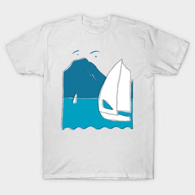 sailing and paragliding T-Shirt by NitArtCafe